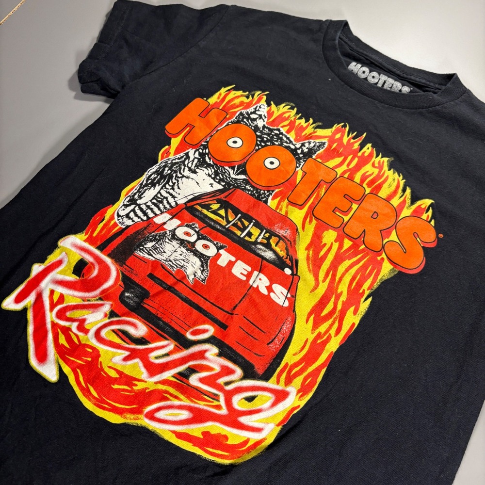 Hooters Racing Owl Car Graphic T-Shirt Ripple Junction Spencer's Black S